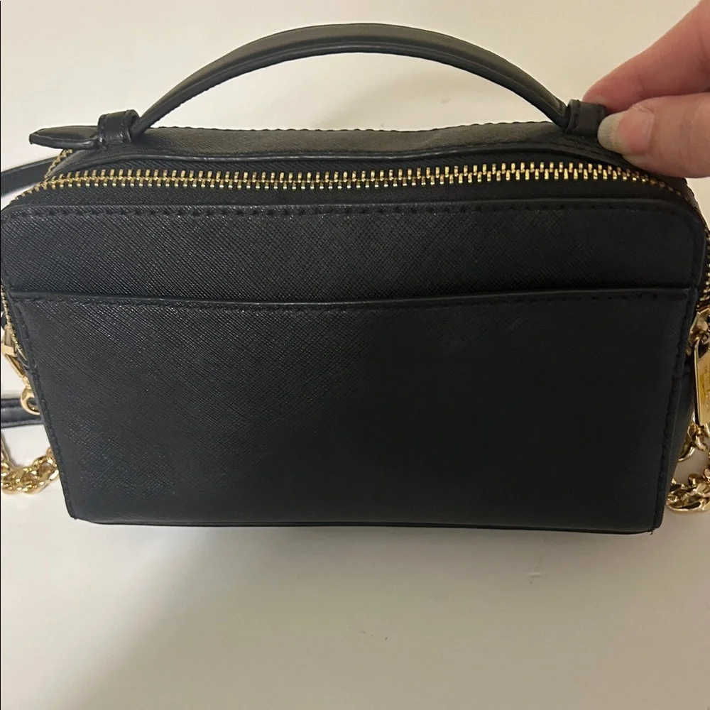 Michael Kors Black Leather Crossbody with Gold Hardware - Picture 3 of 10